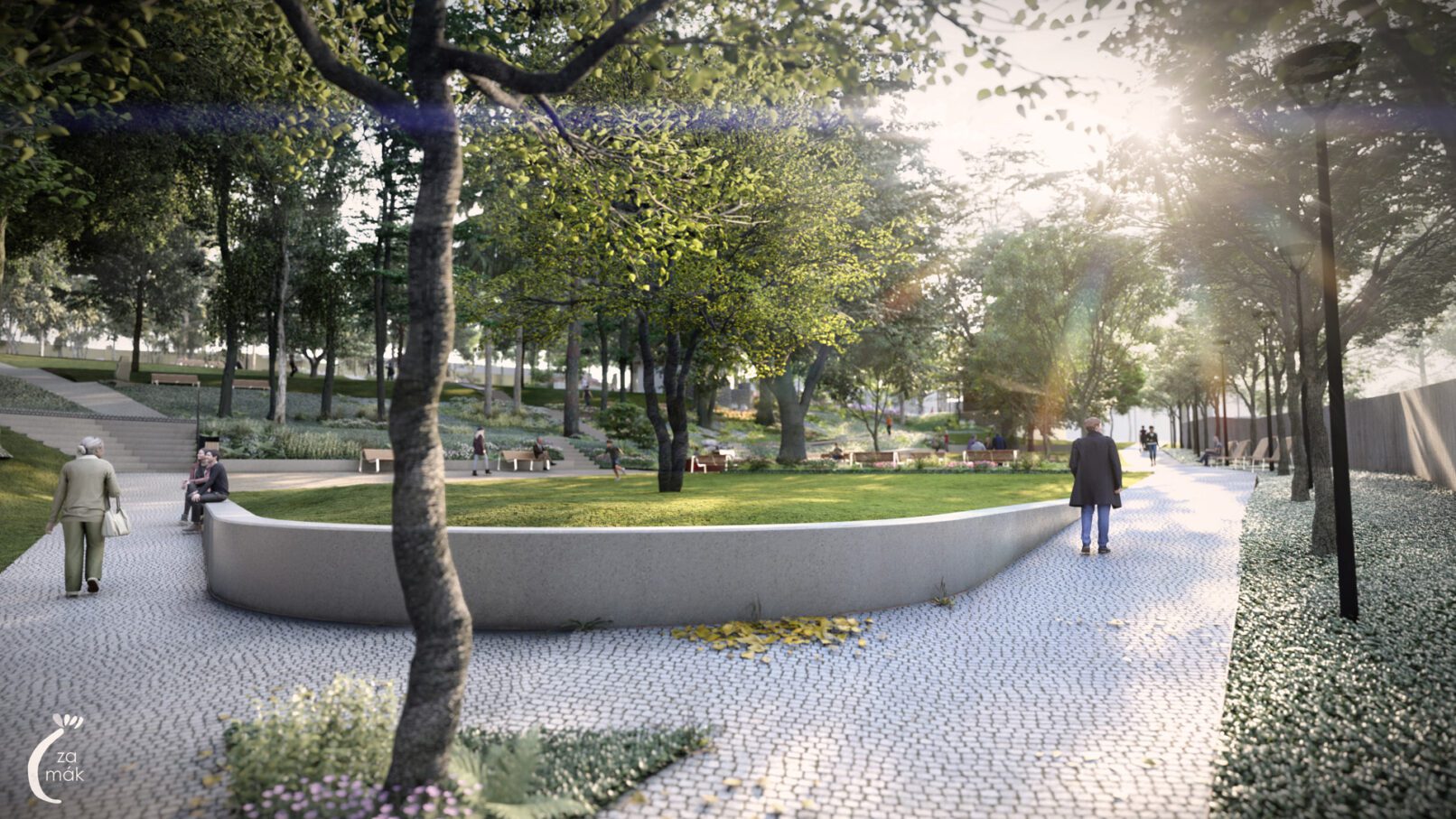 Obnovená část městského parku Děkanská zahrada