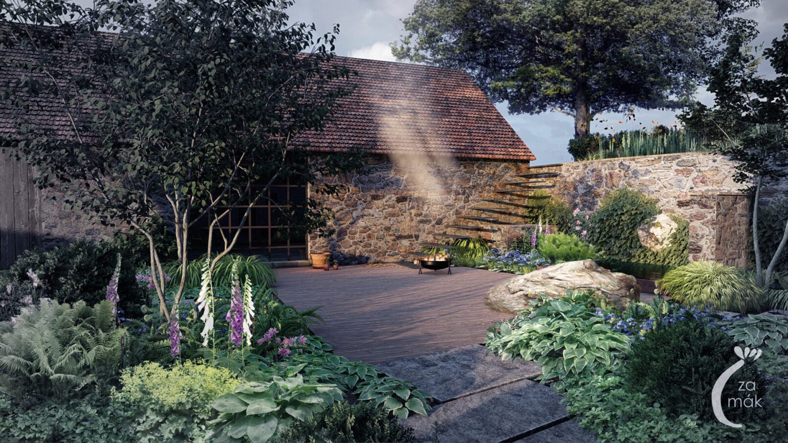 návrh dvorku - terasa