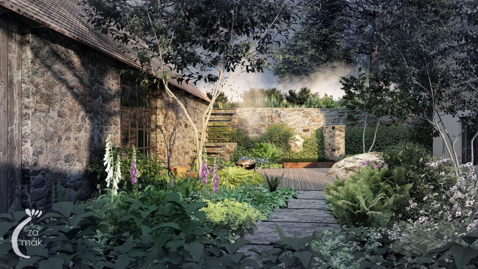 návrh dvorku - celkový pohled