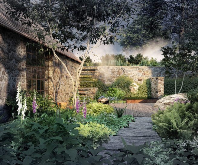 návrh dvorku - celkový pohled