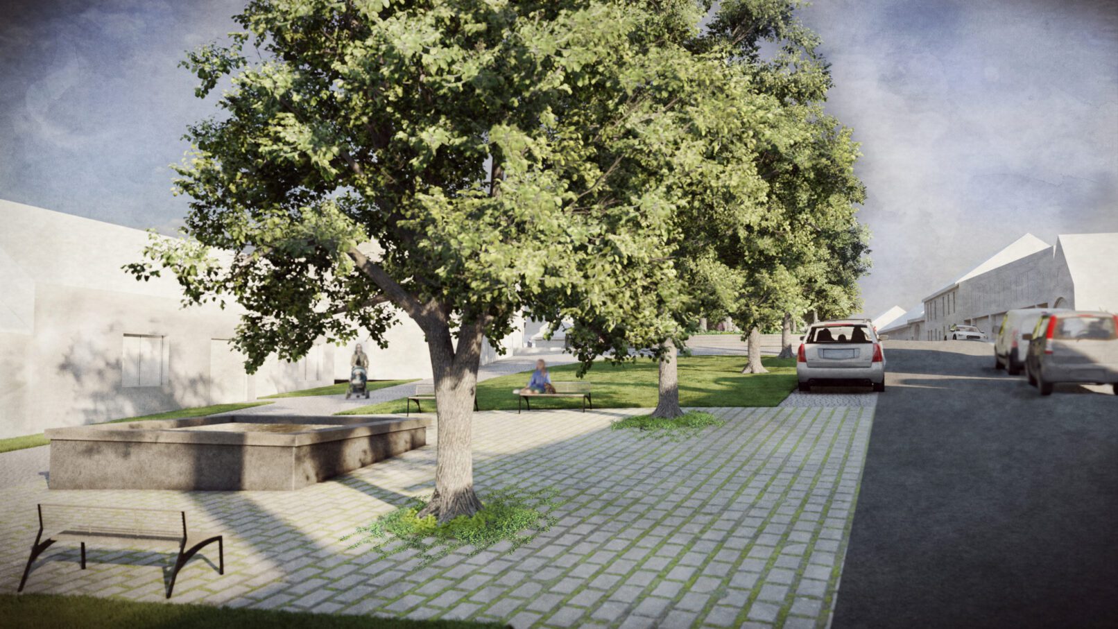 architektonická studie náměstí Bohdalov - kašna