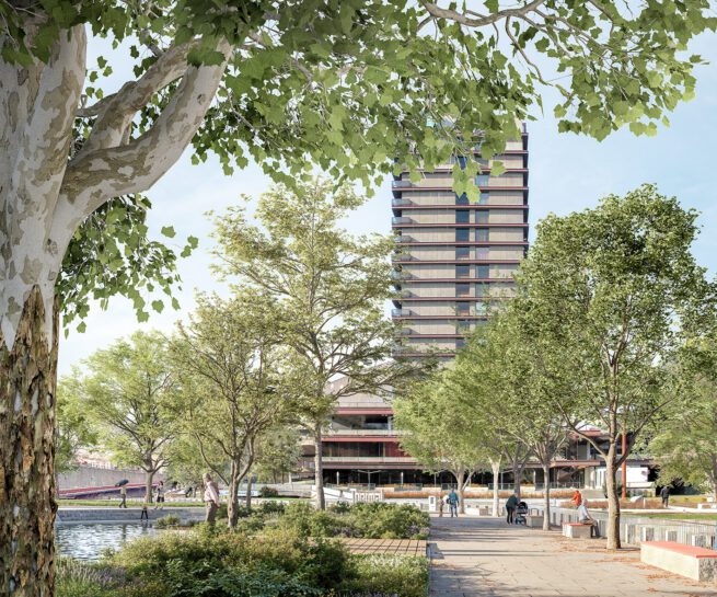 Dvořákovy sady - výhled na hotel Thermal