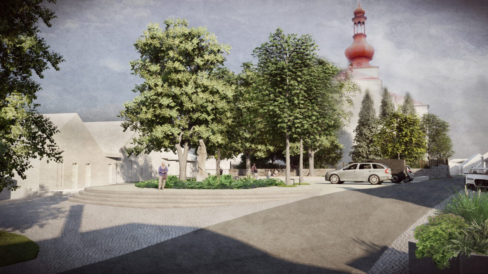 architektonická studie náměstí Bohdalov - socha sv.Jana Nepomuckého