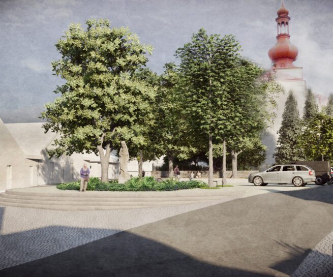 architektonická studie náměstí Bohdalov - socha sv.Jana Nepomuckého