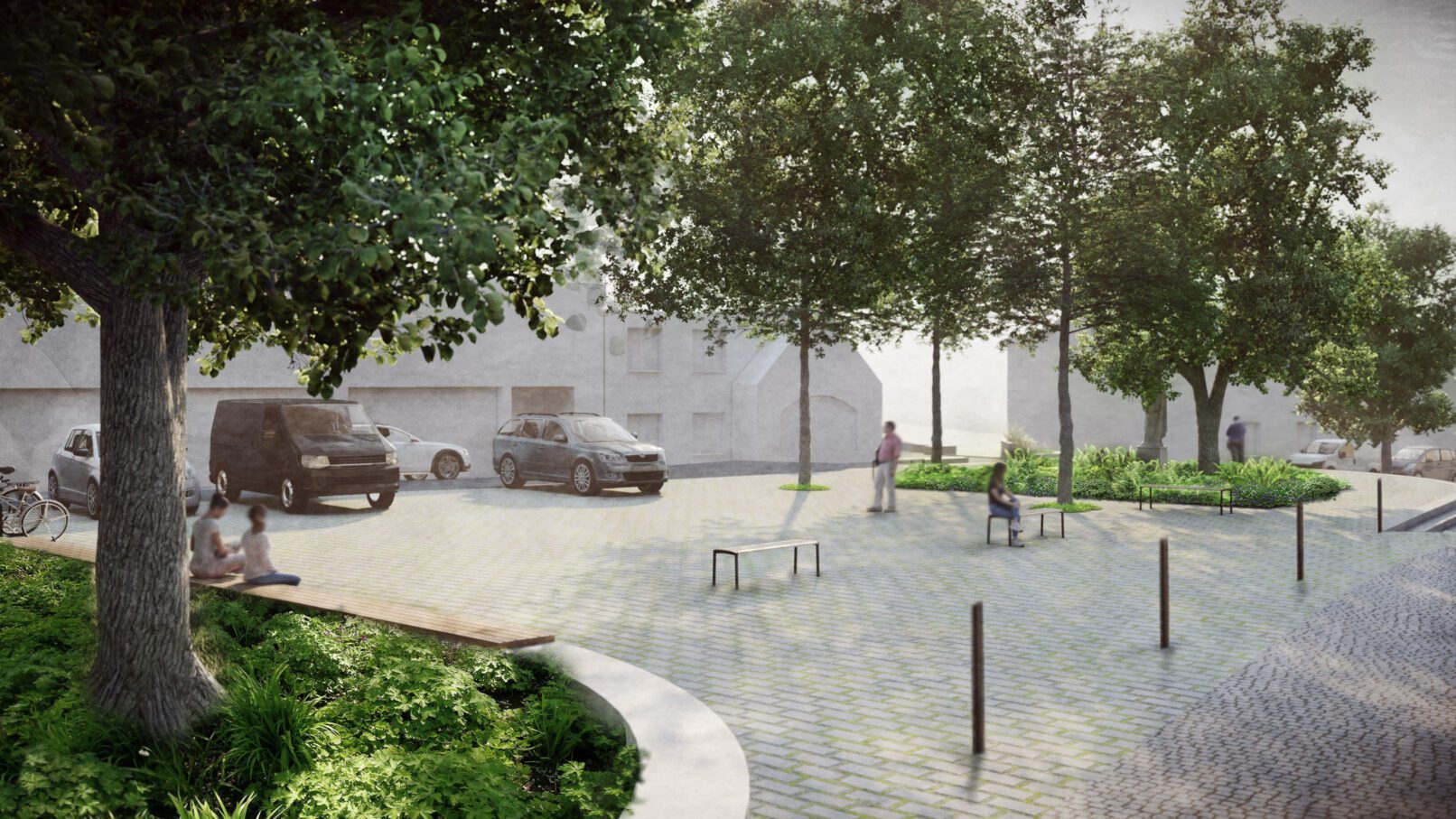 architektonická studie náměstí Bohdalov - od kostela